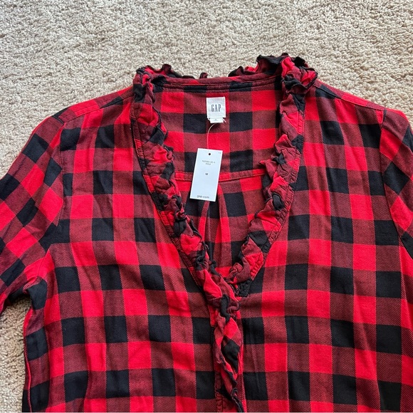 NWT Gap ruffle button down red buffalo check - Picture 8 of 8
